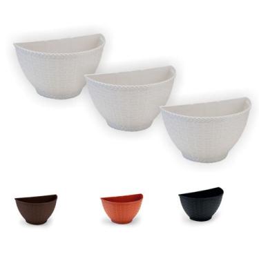 Imagem de Vaso De Parede Rattan G Kit Com 3 - Jardim Vertical Orquidea Samambaia