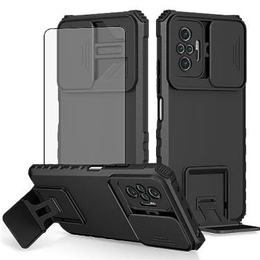 Imagem de Asuwish Capa de celular para Xiaomi Redmi Note 10 Pro com protetor de tela de vidro temperado e capa de câmera deslizante com suporte, suporte à prova de choque, acessórios de celular macios Redme