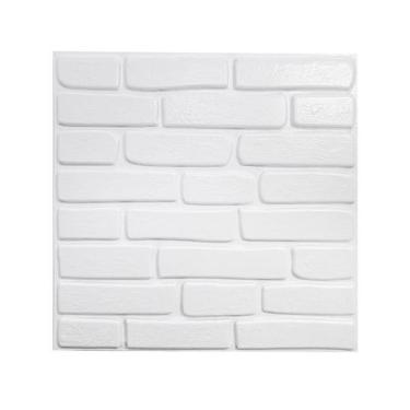 Imagem de Kit 15 Placas Revestimento De Parede Pvc 3D Tijolinho Branco - Papel D