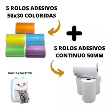 Imagem de Etiqueta Adesiva Para Mini Impressora Gatinho - 10 Rolos - TITANNET