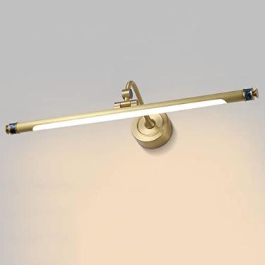 Imagem de Luminária de parede de cobre com barra de luz LED para espelho de banheiro, luminária frontal ajustável para espelho de banheiro, luzes giratórias para espelho de banheiro, penteadeira (cor: