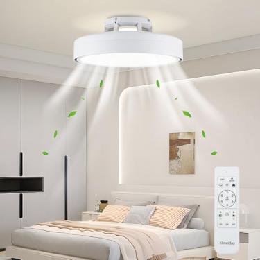 Imagem de Klmeiday Ventiladores De Teto Com Luzes E Controle Remoto, Ventilador De Teto Moderno Sem Lâminas Embutido Com Luz, 6 Velocidades, Dimerização Contínua E Luzes Led Cct 3000K-6000K Para Quarto, Sala