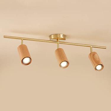 Imagem de Iluminação de trilho fixo LED Holofote de teto de madeira 360°+180° Ajustável Montagem em superfície Holofote de destaque Lâmpada direcionais Lâmpadas de teto/parede para residências comerci