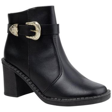 Imagem de Bota Feminina Via Angel Salto alto Ankle Boot Enfeite Fivela Bico Quad