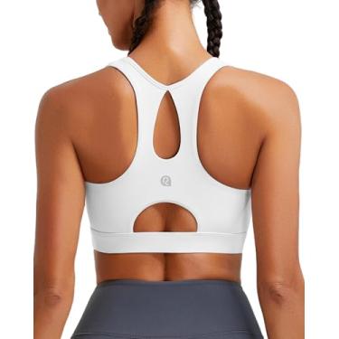 Imagem de RUNNING GIRL Sutiã esportivo feminino de alto suporte, bojo moldado com costas nadadoras, sutiã esportivo para ioga, bojo B-D, Branco, G