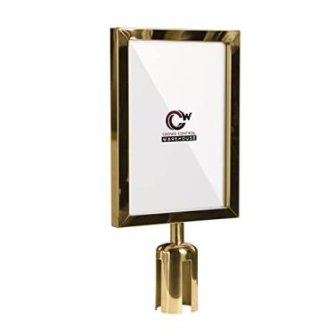 Imagem de Crowd Control Warehouse Stanchion Post Top Sign Frame, 8.5 x 11 Inch Vertical Polished Brass Steel