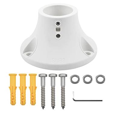 Imagem de Myard SMB3 Flange de âncora de base de montagem em superfície de 7,6 cm para trilho de piscina de 4,8 cm, escada para deck de concreto ou madeira (branco marfim, pacote com 1)