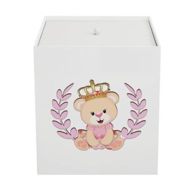 Imagem de Lixeira Kit Higiene MDF com Tampa Quarto Bebê Ursa Coroa - Neném na Nu