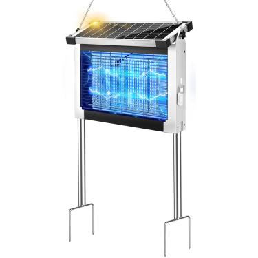 Imagem de Zapper solar de insetos ao ar livre, PhatroyYee Mosquito Zapper 4500 V, à prova d'água, portátil, matador de mosquitos elétrico, recarregável, armadilha sem fio para mosquitos para pátio, quintal