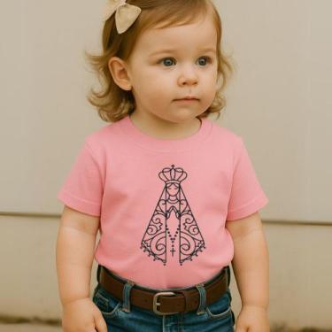 Imagem de Camiseta 100%Algodão Feminina Country Estampa Nossa Senhora Aparecida 