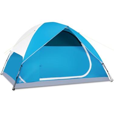 Imagem de JELUCAMP Tendas de cúpula para 5/6 pessoas para acampamento, barraca leve e portátil, barraca de acampamento à prova d'água de fácil configuração para 3 estações, barraca externa para 4 pessoas, azul