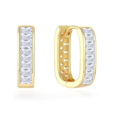 Imagem de Vesitim Brincos de argola de ouro Huggie hipoalergênicos, feminino, zircônia cúbica, joia presente, Cobre, Zircônia cúbica