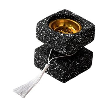 Imagem de Bothyi Queimador de Incenso Porta-Incenso Centro de Mesa Compacto Resina Artesanal Incensário Fragrância para Casa para SPA Meditação Sala de Chá Quarto, Preto, S