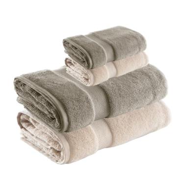 Imagem de Jogo de Toalha de Banho e Rosto Super Soft Zero Twist, 4 pe�as, Algod�o, Toque Macio, 500g/m�, Altihaus, Alta Absor��o, Durabilidade (Bege/Taupe)