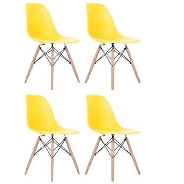 Imagem de Conjunto com 4 Cadeiras Flórida sem Braço Amarelo Fratini