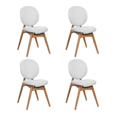 Imagem de Kit 4 Cadeiras De Jantar Lotus Estrutura Aço Carbono Laminado Natural Com Estofado Linho Cru