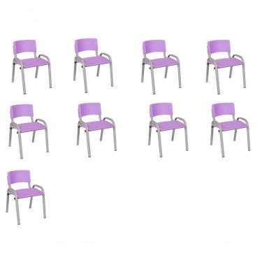 Imagem de Kit 9 Cadeiras Infantil Iso, , Base Cinza- Lilas