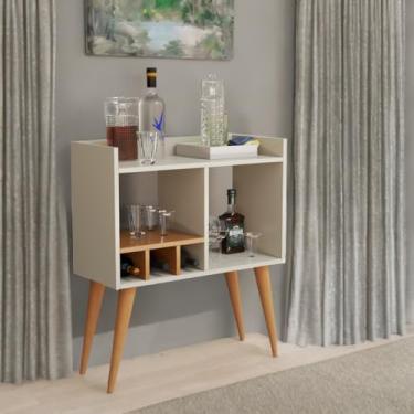 Imagem de Aparador Moderno Salas Adega Vinhos Taças Mini Bar OffWhite