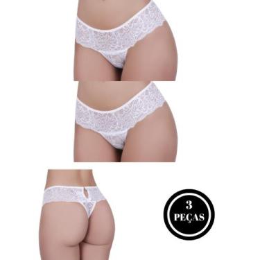 Imagem de KIT 3 Calcinha Renda Biju Tanga Lingerie - c4 KIT 3 PINGENTE - TERRA E