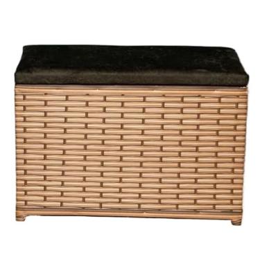 Imagem de Puff Baú de Brinquedos Infantil 100L – Bau Organizador de Brinquedos com Assento Suede em Fibra Sintética(ARGILA/PRETO)