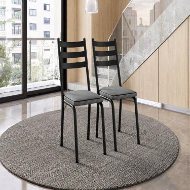 Imagem de Conjunto com 2 Cadeiras para Cozinha Europa Preto/ Platina