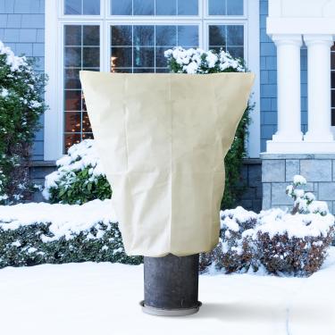 Imagem de Capas de plantas Proteção contra congelamento inverno: 68 g 3,2 x 3,9 pés Capas de árvore Sacos de cobertor de congelamento - Protetor de plantas ao ar livre para jardim arbusto rosa cobertura bege