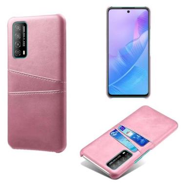 Imagem de Capas Compatível com Huawei Enjoy Y20 SE,Caso de couro PU-Tampa de telefone a prova de choque com 2 slots de cartão,Proteção anti-impressão digital e anti-gota-Pink