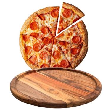 Imagem de Tábua Suporte De Madeira 20Cm Para Cortar E Servir Pizza - Brasa Store