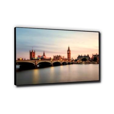Imagem de Pintura panorâmica em tela Big Ben, ponte, Reino Unido, Edifícios, impressão de natureza em tela emoldurada paisagem da cidade, arte de parede para decoração de casa, imagem 70 x 105 cm, moldura preta