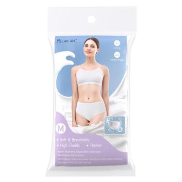 Imagem de Relaxcare Pacote Com 20 Calcinhas Descartáveis Femininas, Femininas Macias Para Viagem, Emergências, Cuecas Brancas Regulares, Tamanho Médio