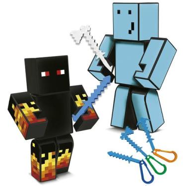 Imagem de Boneco Mine Kit Youtubers Problems E Athos 25cm kit 2un Craft - ALGAZA
