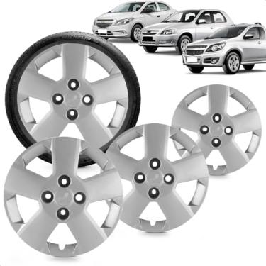 Imagem de Kit 4 Calotas Prisma Montana 11 A 17 Aro 14 Prata Cubo Baixo Grid