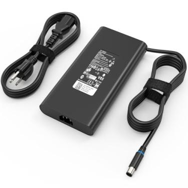 Imagem de Nivjuky Carregador CA fino de 240W 180W compatível com Dell Alienware X15 X16 X17, G15 G16 G7 G5 G3, Precision 7750 7740 7730 7720 7710 M6800 M6700 M6600 M655 Fonte de alimentação 00 Cabo de