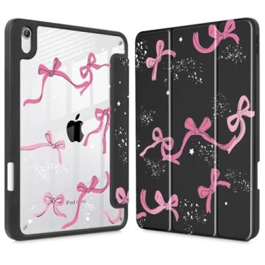 Imagem de Tuiklol Capa transparente para iPad mini 7 (A17 Pro 7ª geração) 2024 / iPad mini 6 (6ª geração) 2021 de 8,3 polegadas, suporte de lápis embutido, capa traseira transparente e fina para despertar