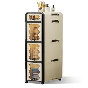 Imagem de Armário de armazenamento fino para banheiro, rack de armazenamento de plástico com rodinhas e gavetas, várias opções de cores e tamanhos, para cozinha de espaço pequeno, lavanderia, escritório, quarto