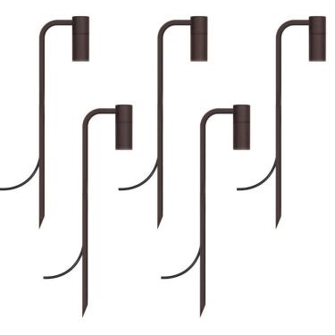 Imagem de Kit 5 Luminárias Espeto De Jardim Foco Balizador Marrom 50Cm