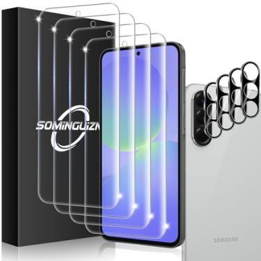 Imagem de Pacote com 4 + 4 protetores de tela para Samsung Galaxy A36 5G e protetor de lente de câmera de telefone 9H, protetor de celular de vidro temperado, antiimpressões digitais (Galaxy A36)