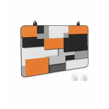 Imagem de Capa de fogão para fogão elétrico, laranja preto, patchwork, arte retrô abstrata, capa superior de fogão para tampo de vidro, tapete de borracha térmica, capa de fogão dobrável, 72 cm x 52 cm