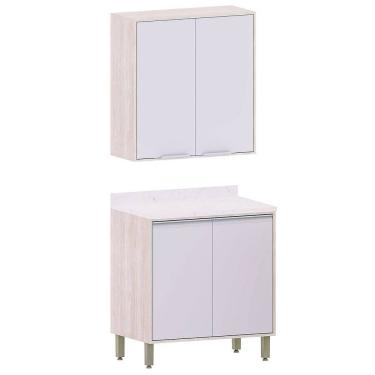 Imagem de Kit Armário Aéreo e Balcão 2 Portas 80 cm Atenas