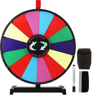 Imagem de Hooomyai Roda de prêmio de mesa de 60,96 cm, 14 compartimentos, apagável a seco, roda giratória para prêmios, giratória, com borracha a seco e caneta, roda da sorte para festas de feiras de carnaval