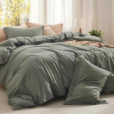 Imagem de Conjunto de edredom Bedsure Greyish Olive Green Queen Size