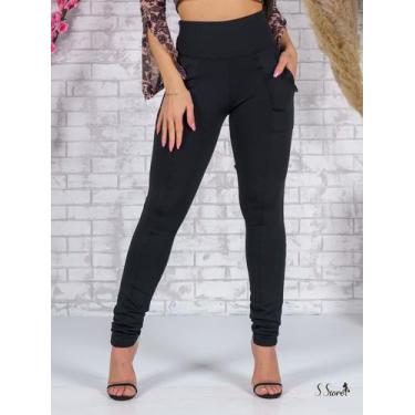 Imagem de Calça Montaria Flanelada Cós Alto Leg Forrada Com Bolsos Frontais - Re