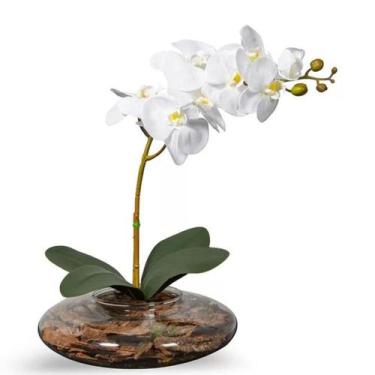 Imagem de Arranjo de Orquídea Artificial Branca Delicada vaso Ikebana - La Caza 