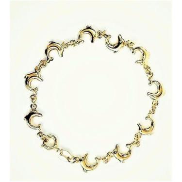 Imagem de Pulseira Infantil Golfinhos Banho Ouro 18k 1585 - Très Chic Joias, 5,1