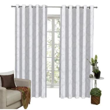 Imagem de Cortina Tecido Jacquard Semi Blackout 3M X 2,60M - Branco - Campari