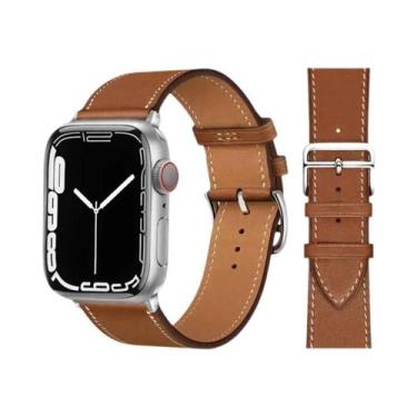 Imagem de Pulseira De Couro Unissex Para Apple Watch 46mm 44mm 41mm 45mm 38-42mm