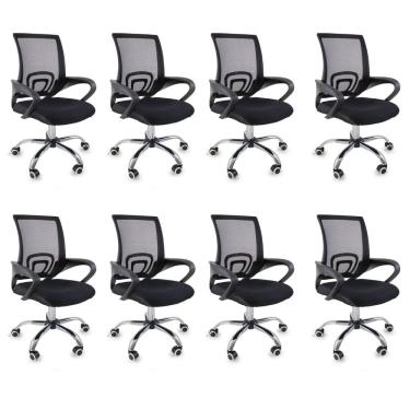 Imagem de Kit 8 Cadeiras de Escritório Begonia Mesh Ergonômico Preto
