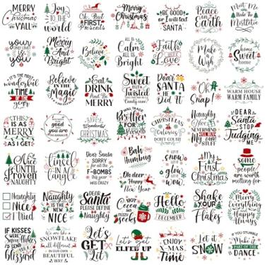 Imagem de Fainne 100 peças de adesivos de palavras de Natal para artesanato adesivos inspiradores de vinil de Natal à prova d'água decalques de natal para enfeite bola copo de madeira vidro decoração de garrafa