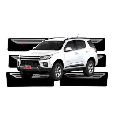 Imagem de Soleira Proteção Porta Aço Inox Adesivo Preto Gm Trailblazer - MR