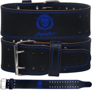 Imagem de Cinto de levantamento de peso (6 mm de espessura) - couro legítimo, oferecendo suporte para as costas. Fivela de duas pontas, ideal para levantamento de peso, levantamento de peso, agachamentos e